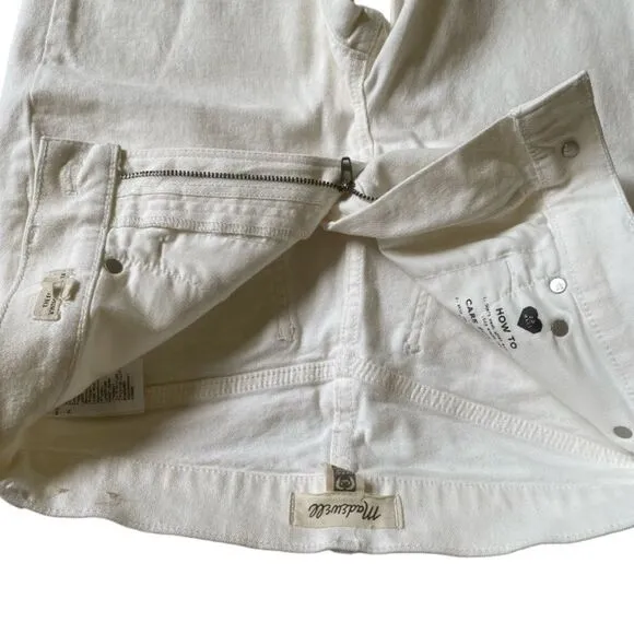 Madewell Women's The Perfect Vintage Crop Jeans Sz 26 Off-White Knee-Rip Edition