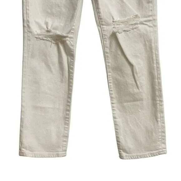 Madewell Women's The Perfect Vintage Crop Jeans Sz 26 Off-White Knee-Rip Edition
