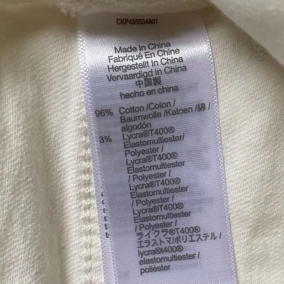 Madewell Women's The Perfect Vintage Crop Jeans Sz 26 Off-White Knee-Rip Edition