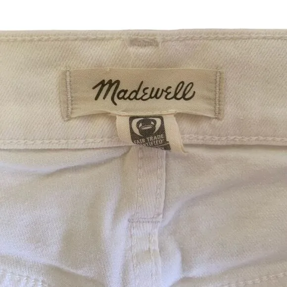 Madewell Women's The Perfect Vintage Crop Jeans Sz 26 Off-White Knee-Rip Edition