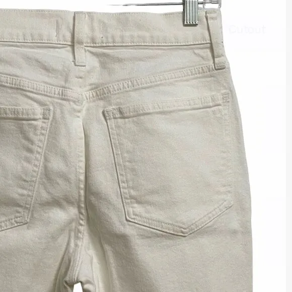 Madewell Women's The Perfect Vintage Crop Jeans Sz 26 Off-White Knee-Rip Edition