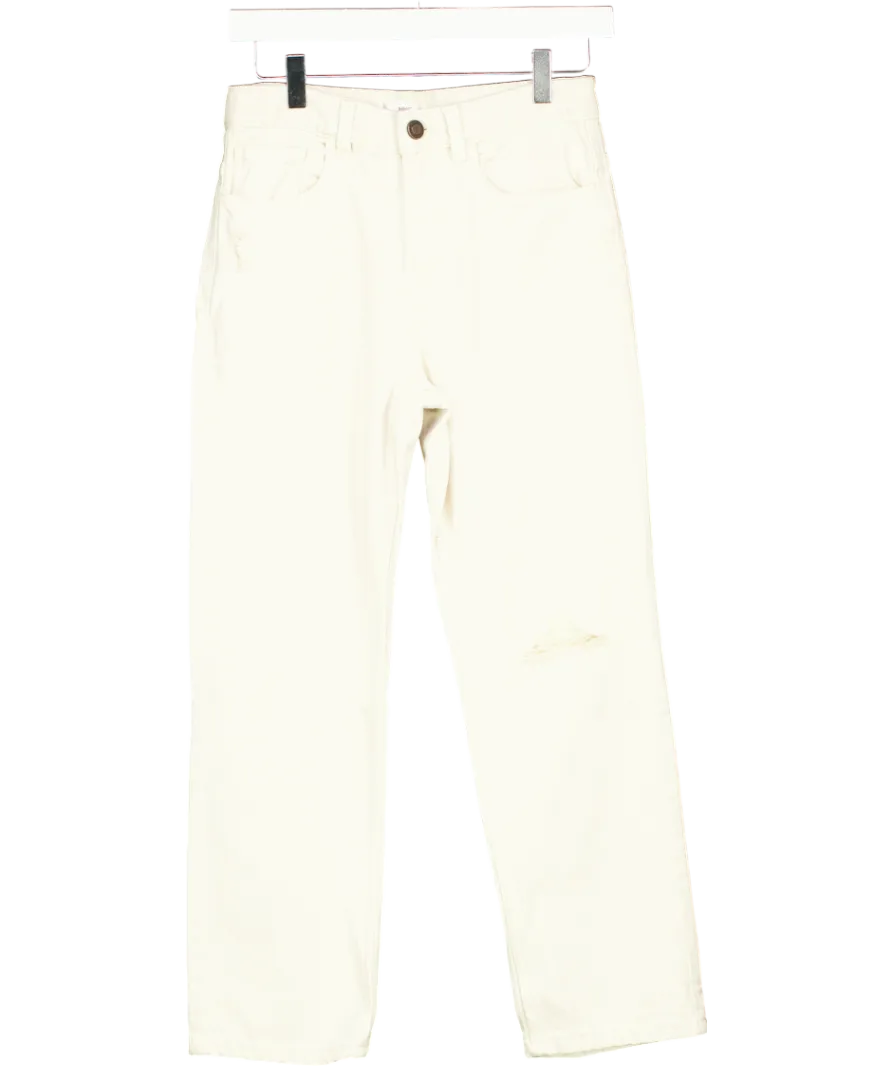 MANGO Cream Ripped Straight Jeans 12 Years