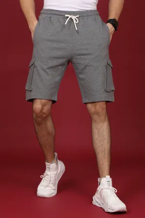 Men's Anthra Melange Cargo Shorts with logo