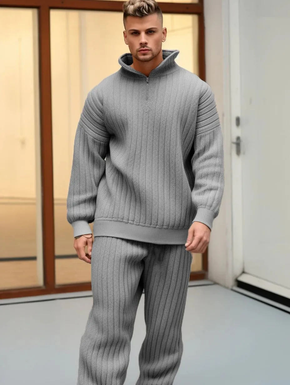 Men's Oversized Thick Knitted Set