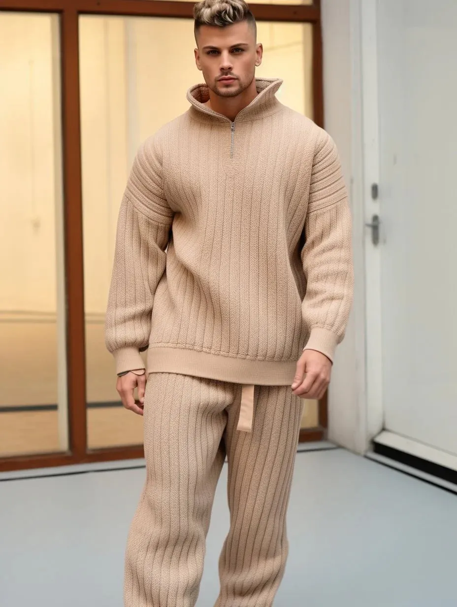 Men's Oversized Thick Knitted Set