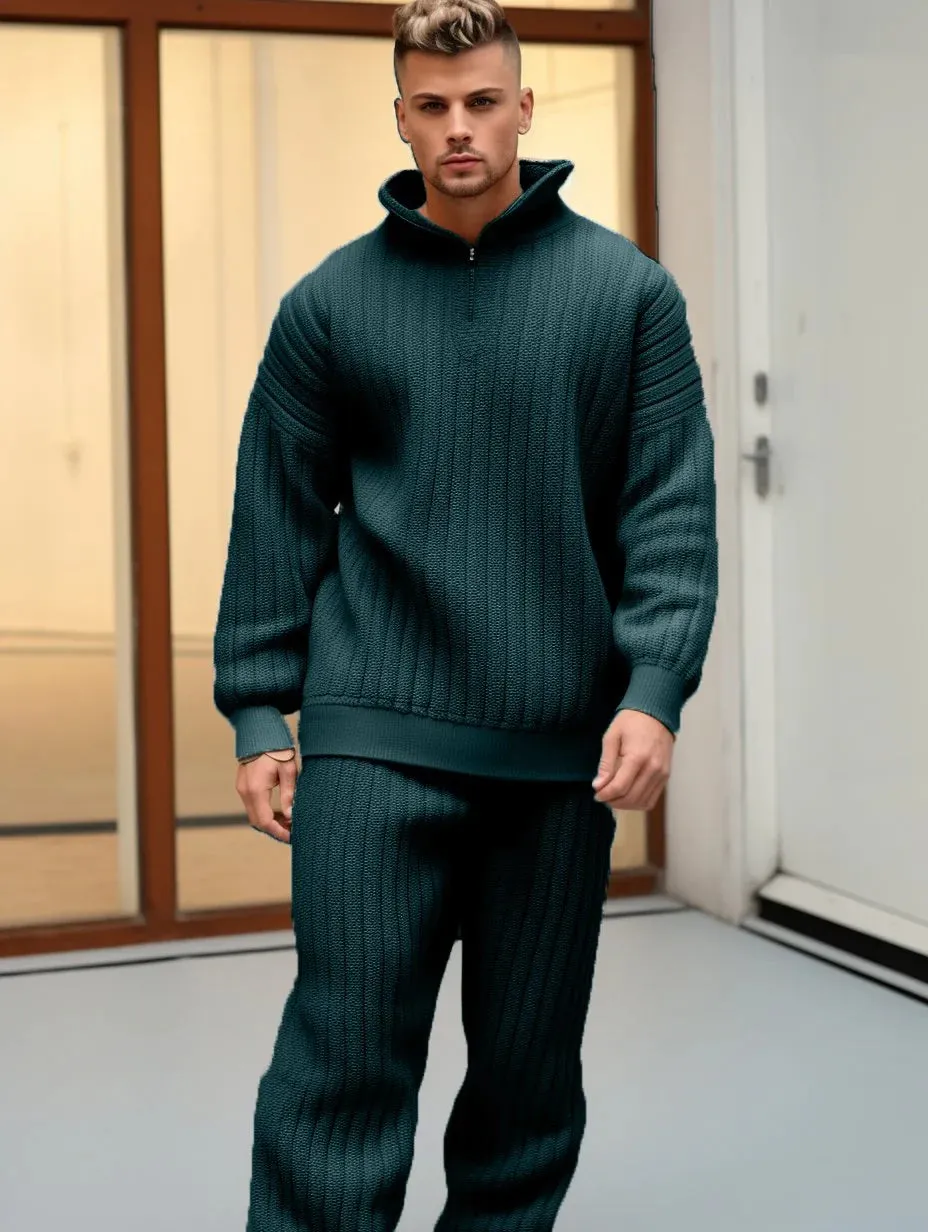 Men's Oversized Thick Knitted Set