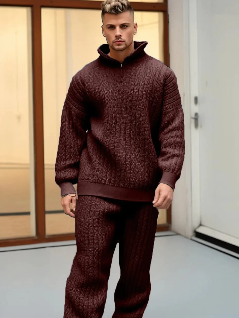 Men's Oversized Thick Knitted Set