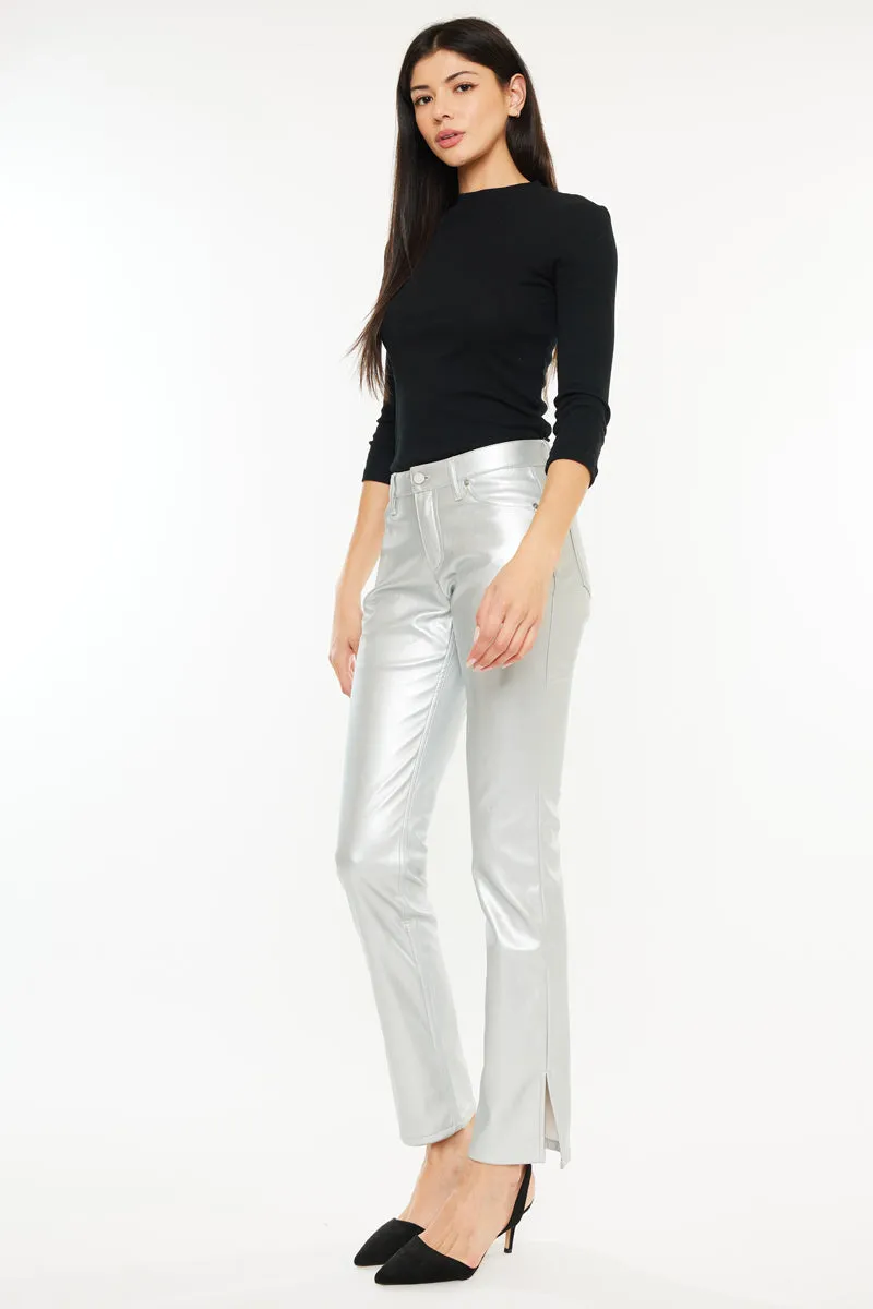 Mercury Mid Rise Y2K Faux Leather Bootcut Jeans (Petite)