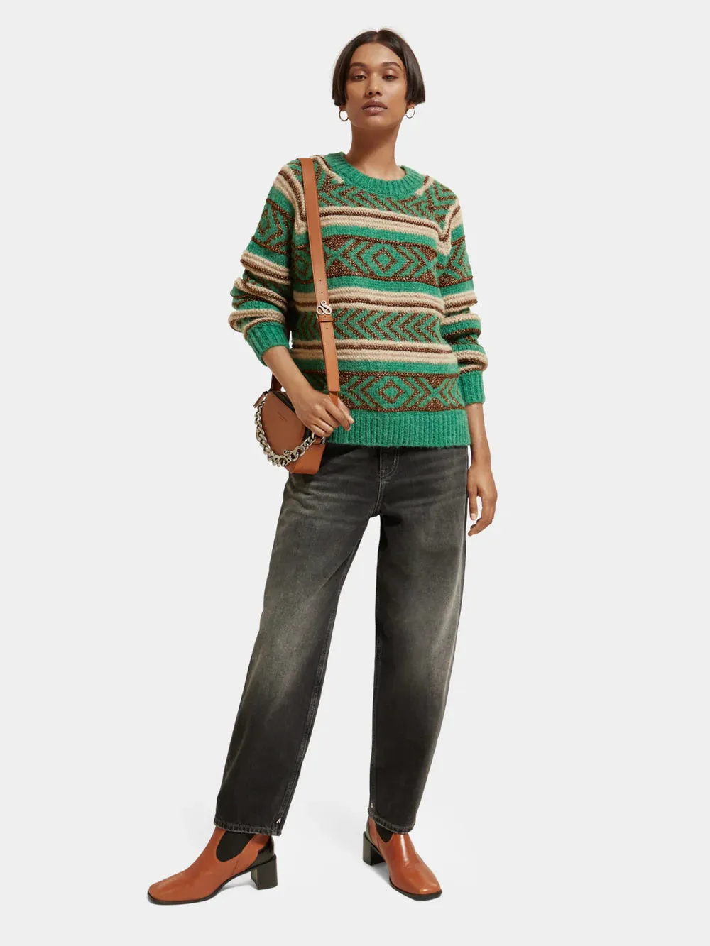Metallic Fair Isle Pullover - Frozen Mint 174796