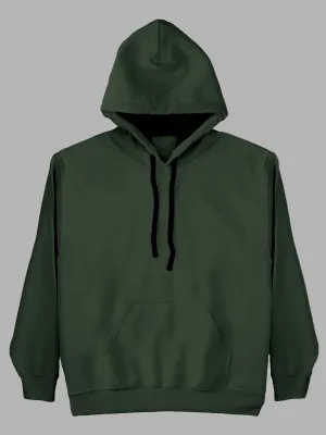 Military Green Plain Cotton Hoodie for Men & Women