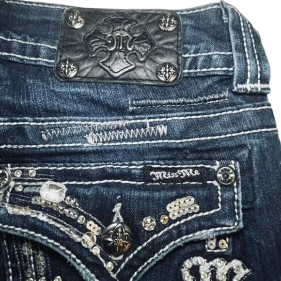 MISS ME Embellished Stretch Bootcut Jeans - Size 26