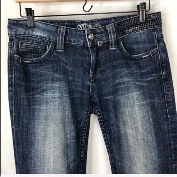 Miss Me | Montague Distressed Embellished Bootcut Jeans | Size 28