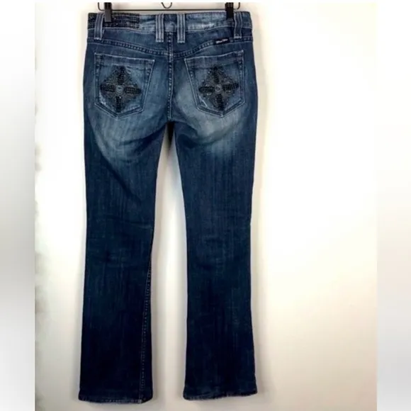 Miss Me | Montague Distressed Embellished Bootcut Jeans | Size 28