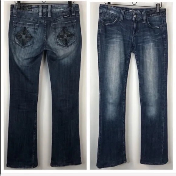 Miss Me | Montague Distressed Embellished Bootcut Jeans | Size 28