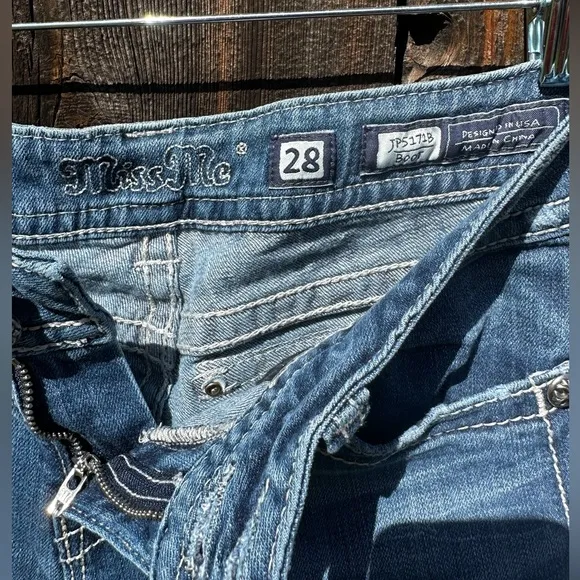 Miss Me Y2K Beaded Pocket Casual Denim Boot Cut Jeans