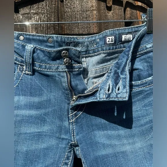 Miss Me Y2K Beaded Pocket Casual Denim Boot Cut Jeans