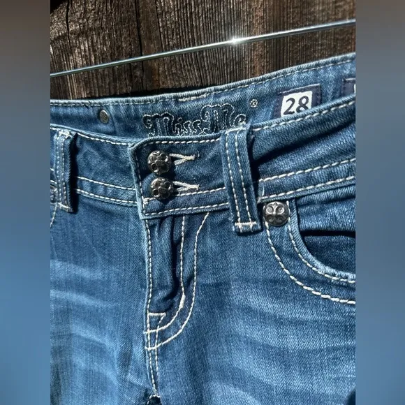 Miss Me Y2K Beaded Pocket Casual Denim Boot Cut Jeans