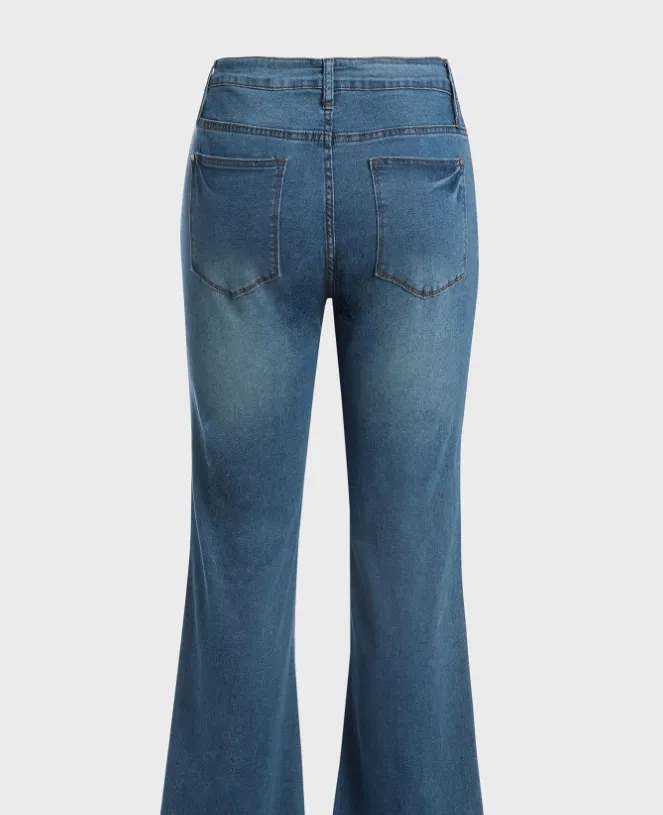 NEW Retails $111, Women's Goodwear Club Medium Wash Mid-Rise Tummy Tuck Bootcut Jeans, Sz M
