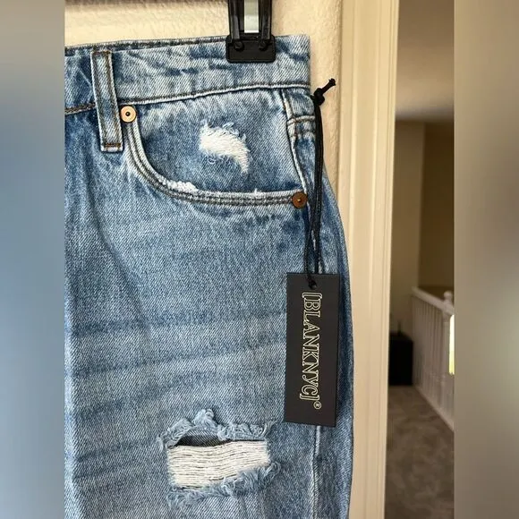 NWT Blank NYC The Baxter Ribcage Straight Leg Distressed Jeans Size 25 #224