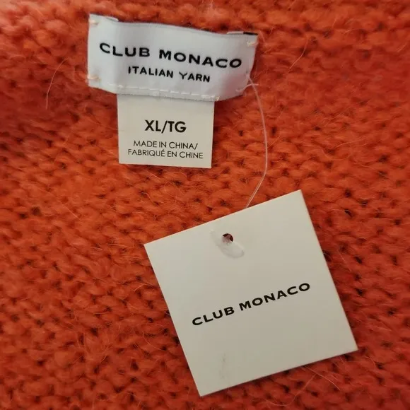 NWT Club Monaco Orange Italian Yarn Sweater XL