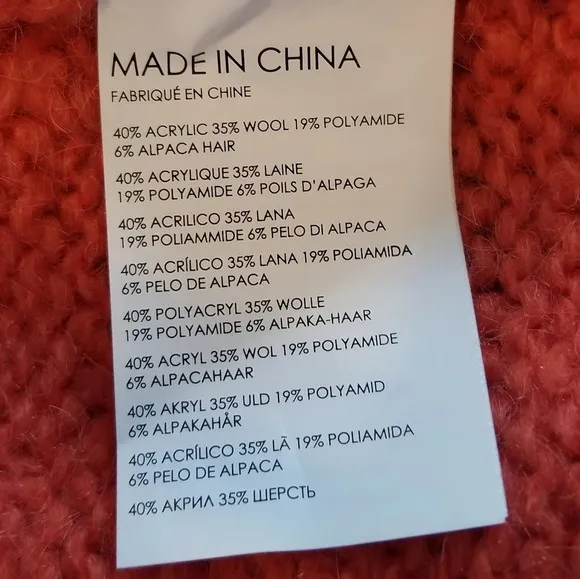 NWT Club Monaco Orange Italian Yarn Sweater XL