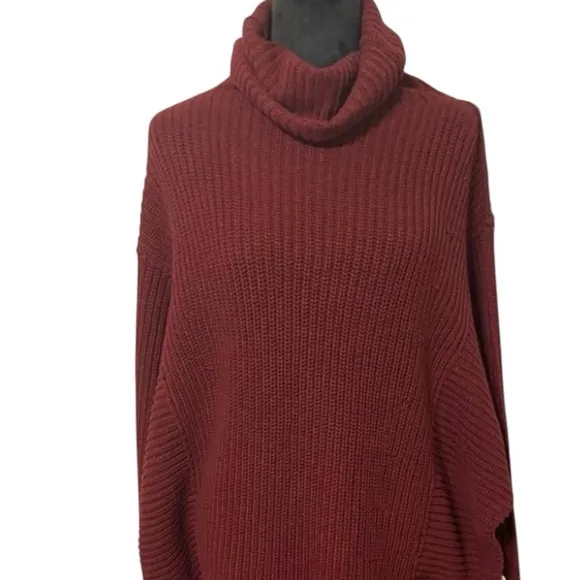 NWT Free People Cocoa Oversize Chunky Sweater/Mini Dress Red sz S