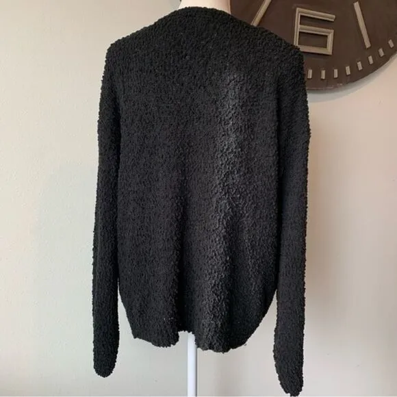 NWT Sanctuary Popcorn Cardi Chunky Knit Cozy Black Button Up Cardigan