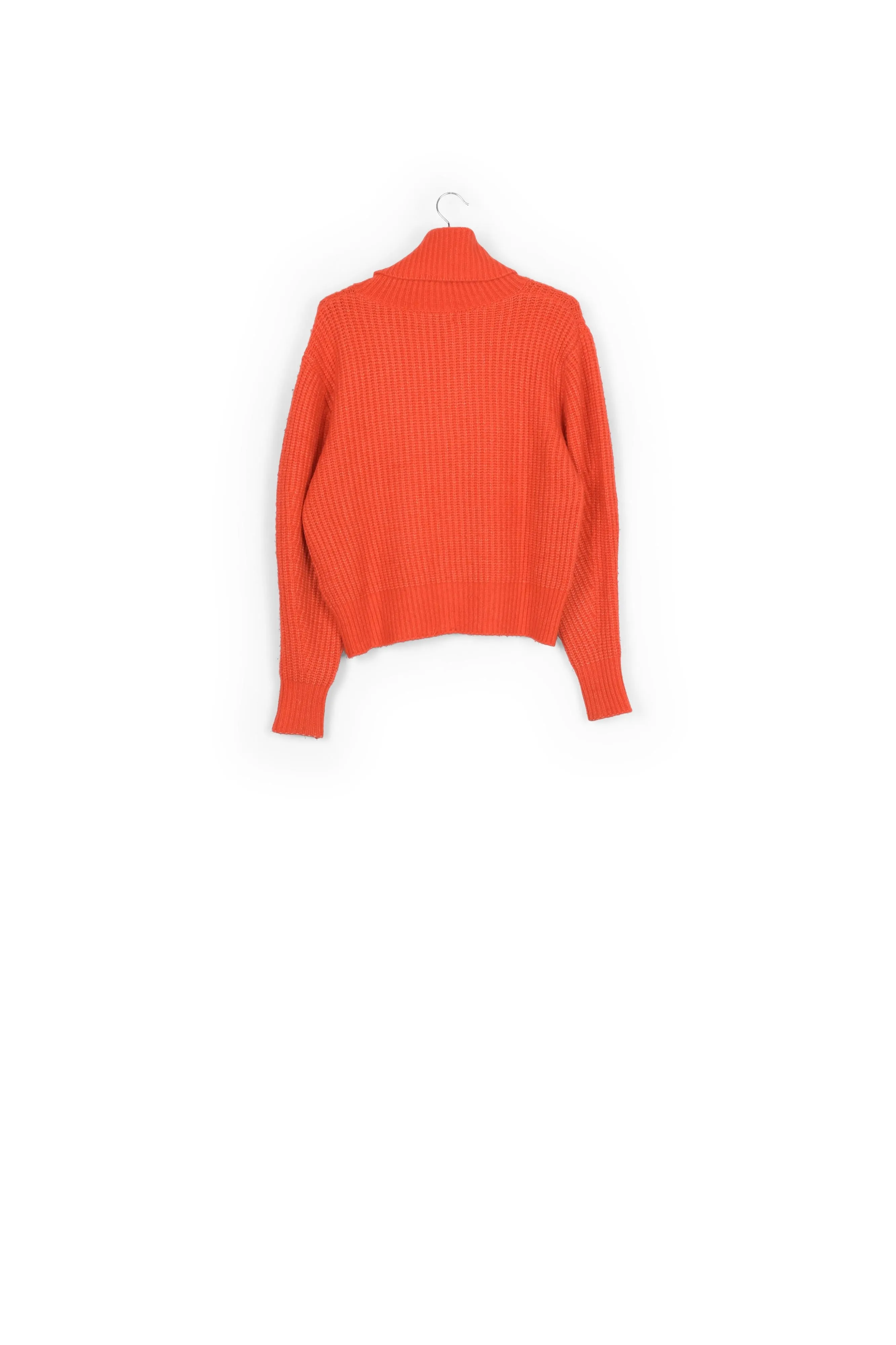 Orange ribbed-knit turtleneck sweater