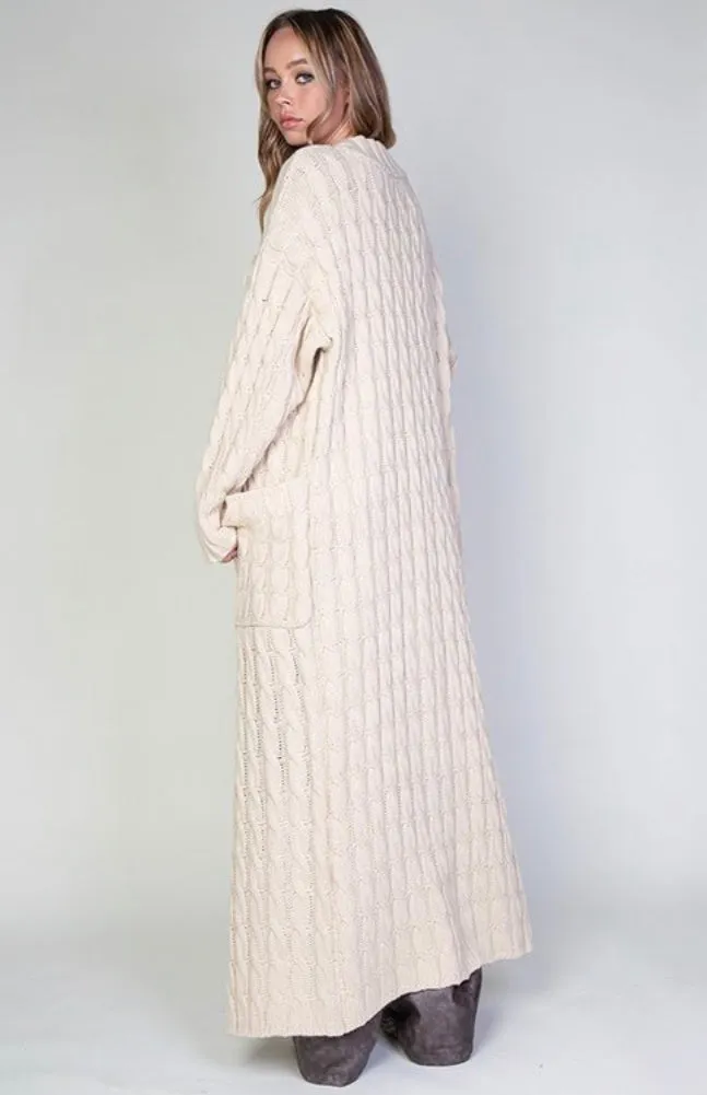 Oversized  Cream Maxi Sweater Cardigan