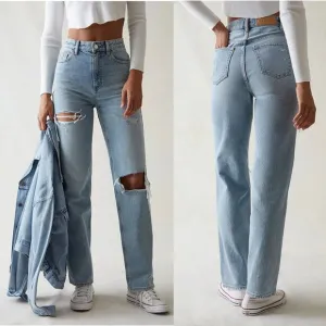 PacSun Light Indigo Ripped '90s Boyfriend High Rise Relaxed Leg Jeans, 25 NWT