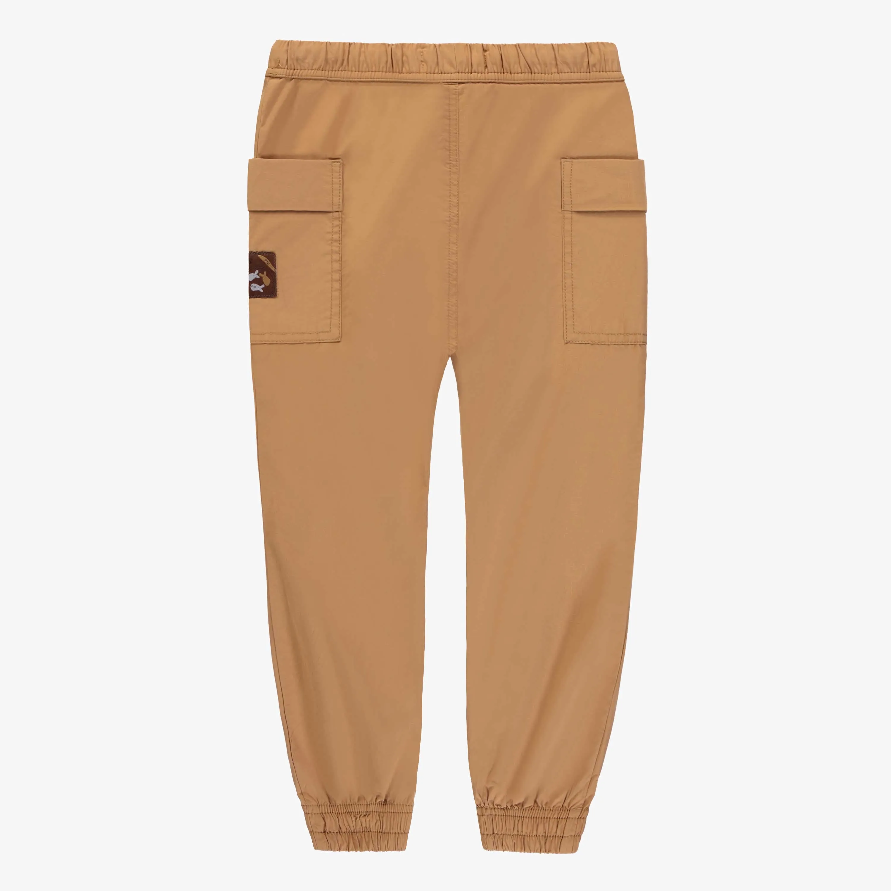 Pantalon caramel avec grandes poches en toile de coton, enfant || Brown pants with large pockets in cotton canvas, child