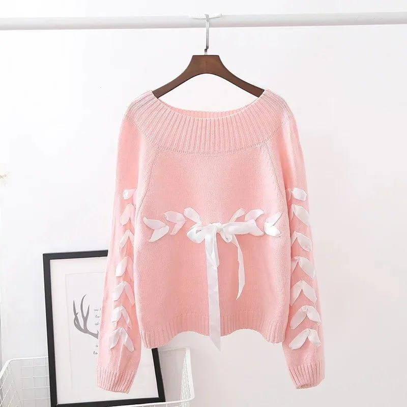 Pastel Ribbon Knitted Sweater SD00295