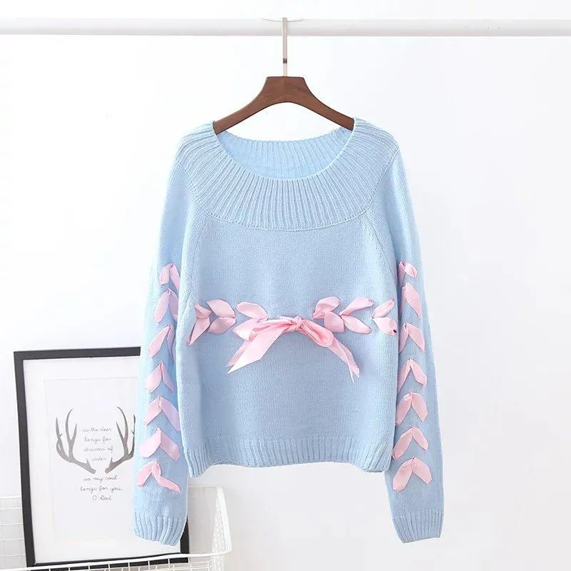 Pastel Ribbon Knitted Sweater SD00295