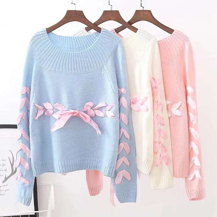 Pastel Ribbon Knitted Sweater SD00295
