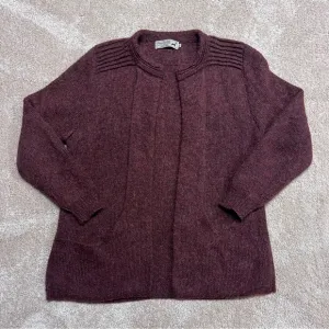 Peruvian Link Alpaca Cardigan Sweater Open Front Womens Pockets Chunky Wool Sz M