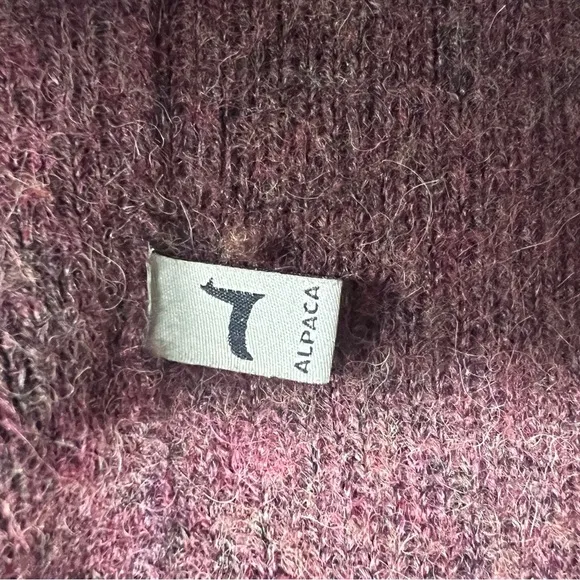 Peruvian Link Alpaca Cardigan Sweater Open Front Womens Pockets Chunky Wool Sz M