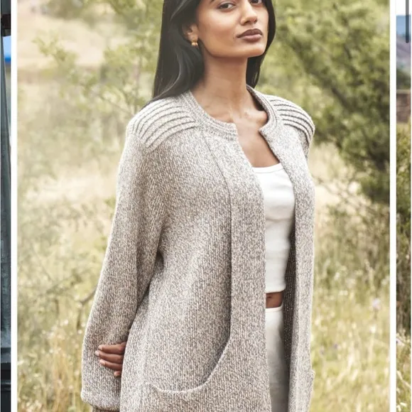 Peruvian Link Alpaca Cardigan Sweater Open Front Womens Pockets Chunky Wool Sz M