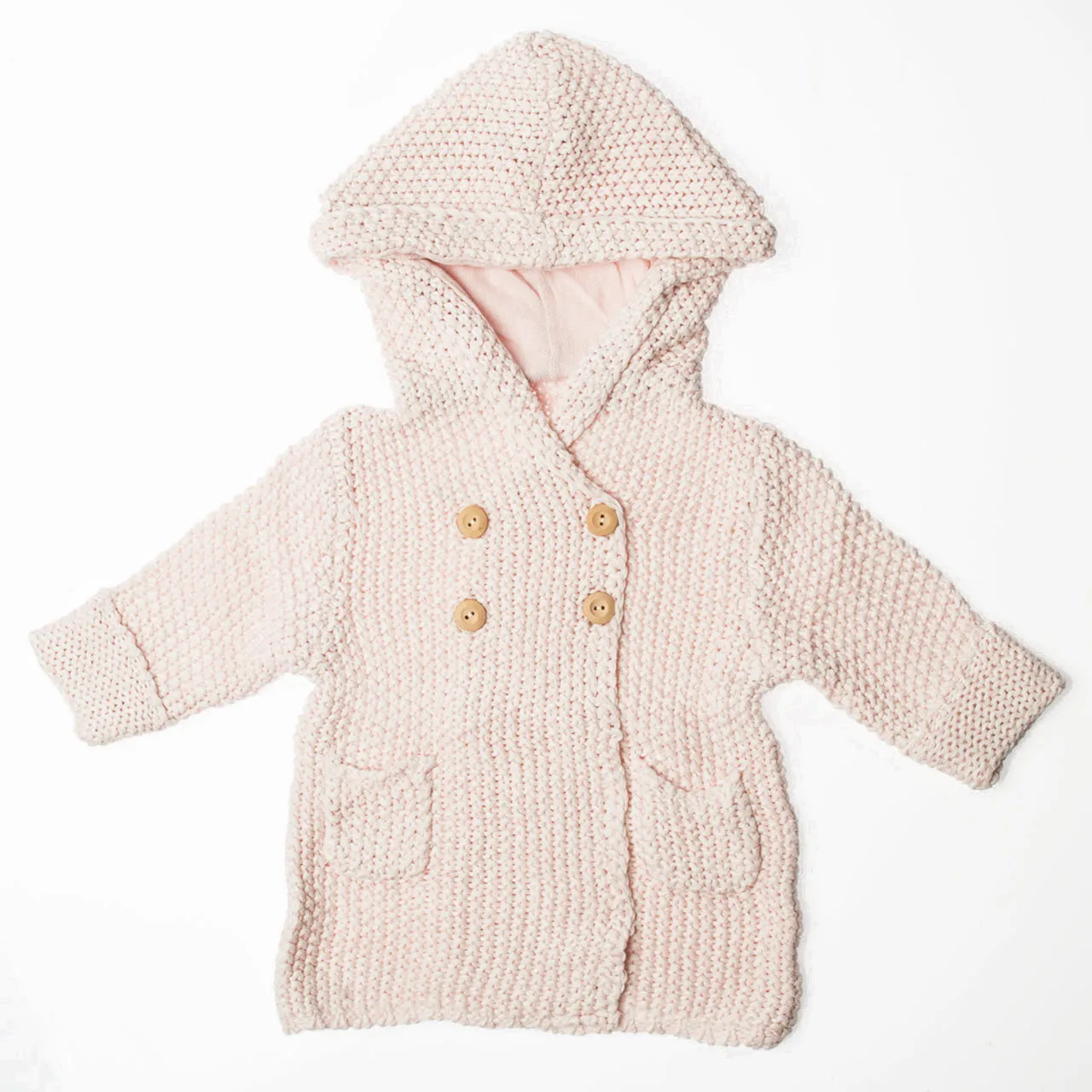 Pink Crochet Knit Hoodie