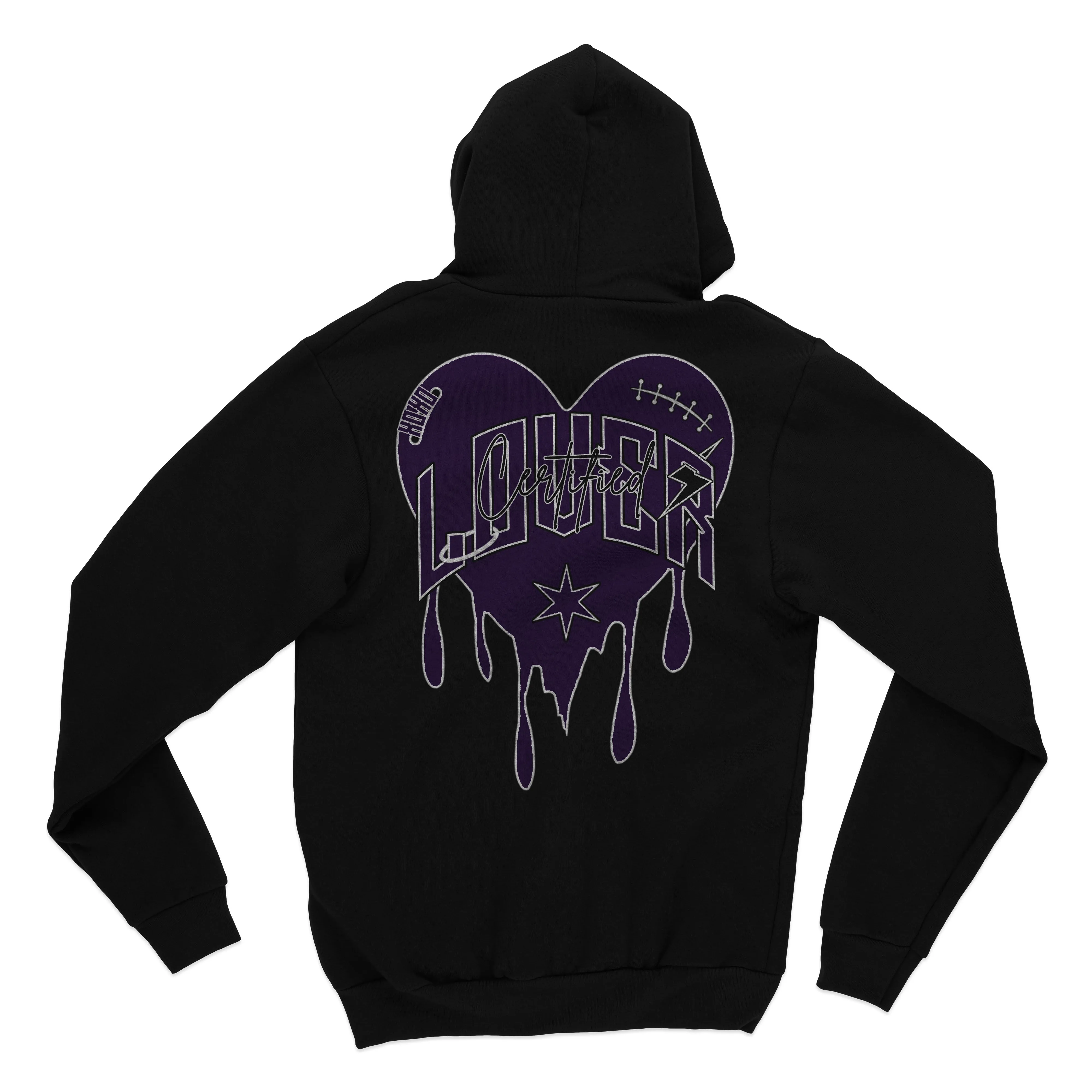 Plain Heart Hoodie (Black/Purple)