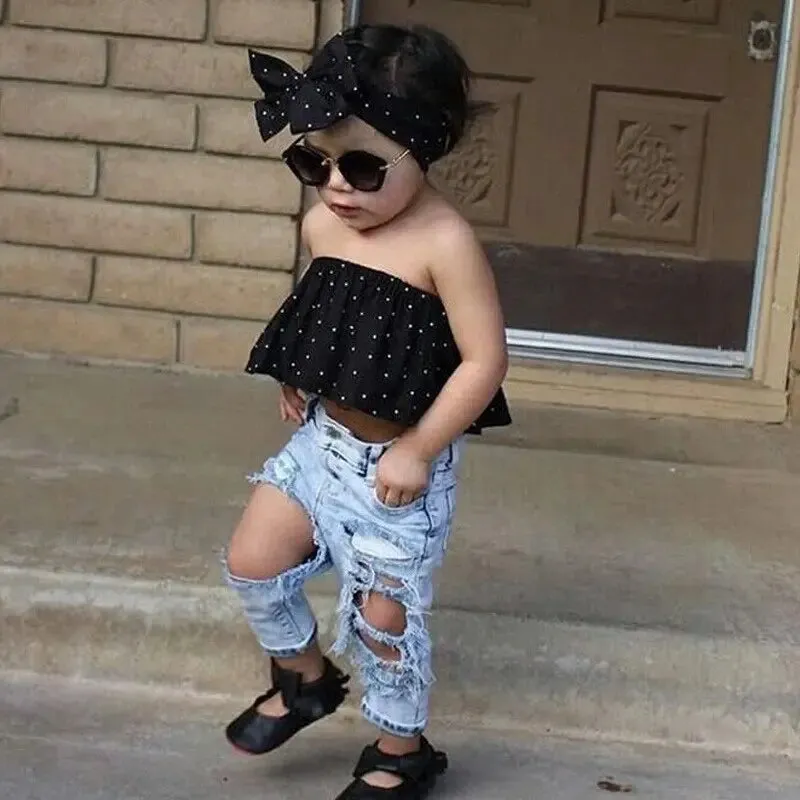Polka Dot & Denim Outfit