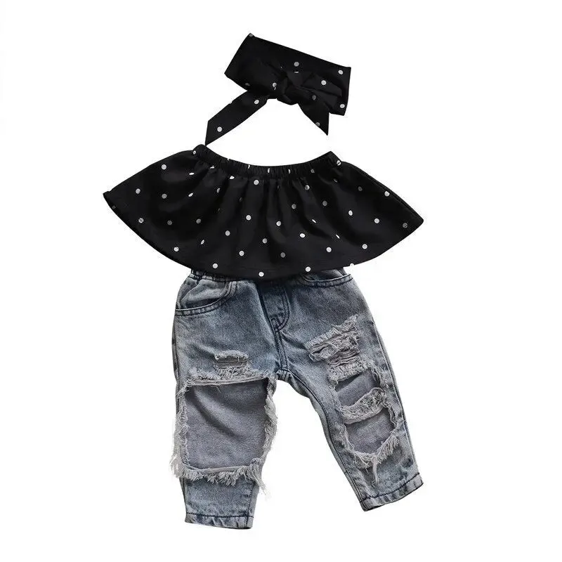 Polka Dot & Denim Outfit