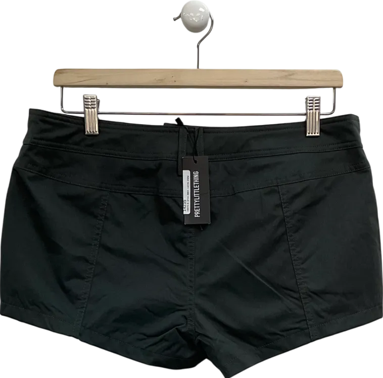 PrettyLittleThing Green Charcoal Twill Low Waist Cargo Shorts UK 10