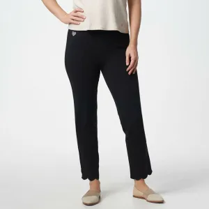 Quacker Factory Women's DreamJeannes Pull-on Scalloped Ankle Pants