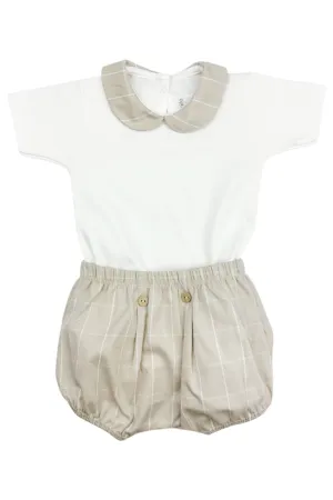 "Baxter" Beige Checked Bodysuit & Jam Pants