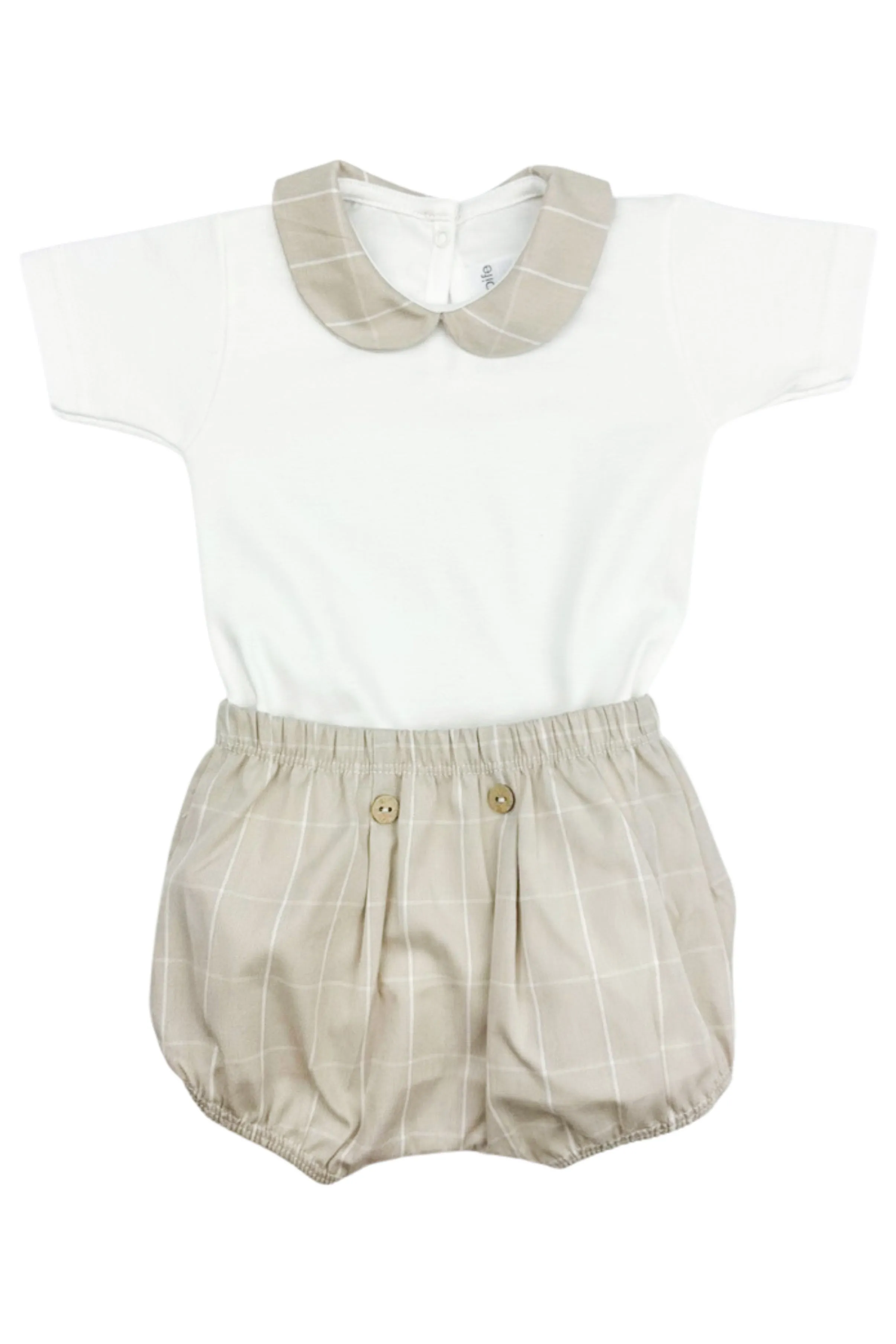 "Baxter" Beige Checked Bodysuit & Jam Pants