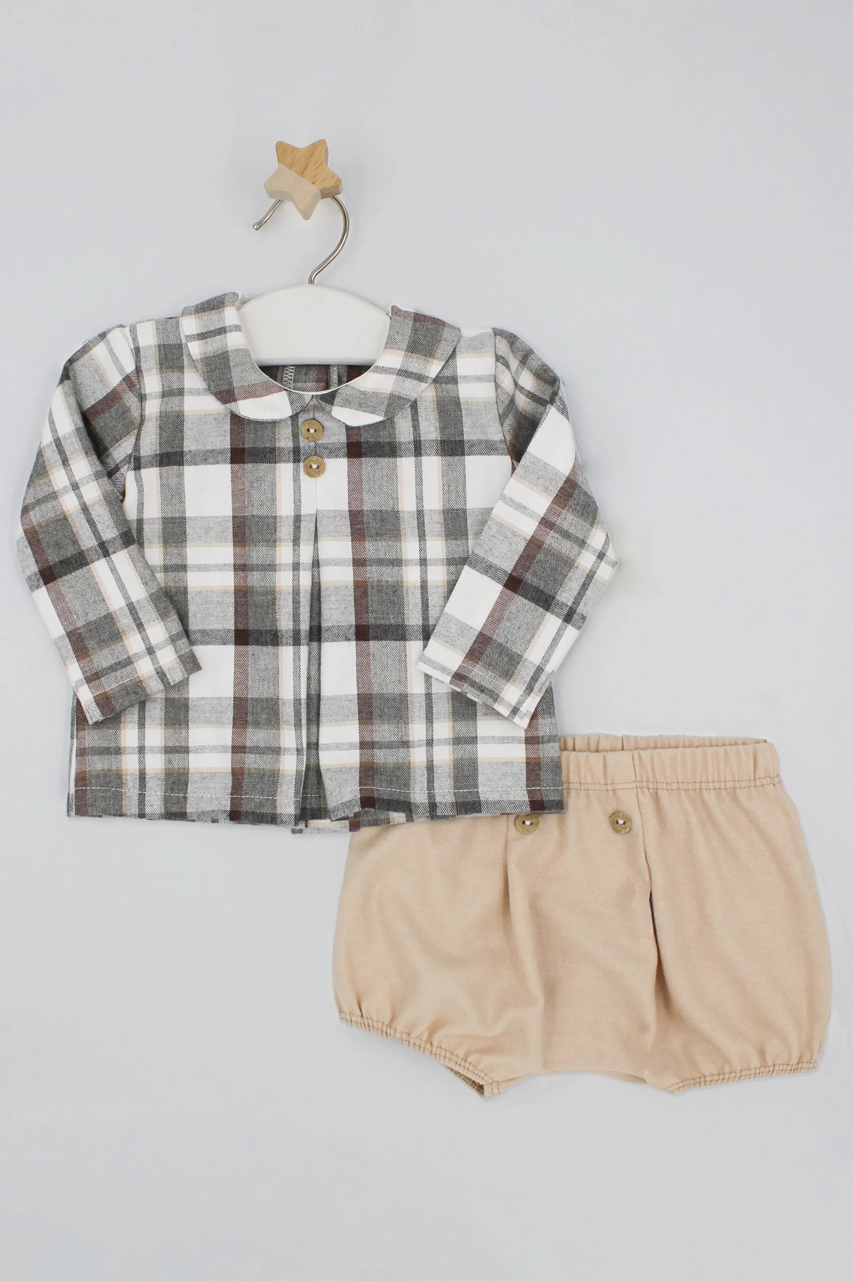 "Finn" Grey & Burgundy Tartan Shirt & Jam Pants
