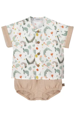 "Oliver" Beige Jungle Print Shirt & Jam Pants