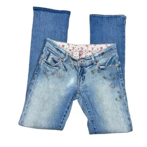 Ralph Lauren floral embroidered bootcut distressed bootcut jeans.