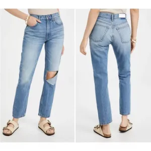 RE/DONE Originals 70s Bootcut Leg Jean in Weathered Indigo With Rip KneeSz 26