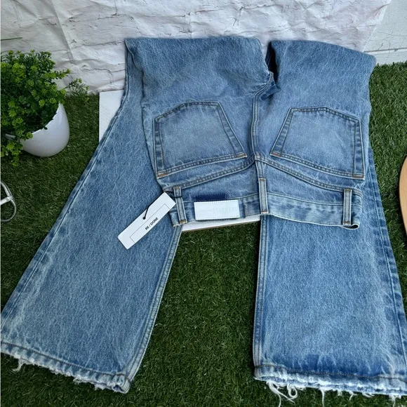 RE/DONE Originals 70s Bootcut Leg Jean in Weathered Indigo With Rip KneeSz 26